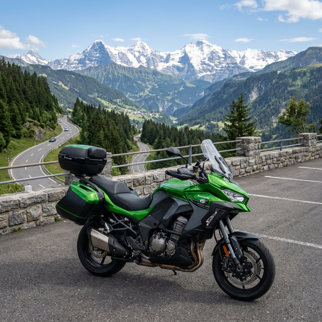 Motocykl Kawasaki Versys 1000 w serwisie motocyklowym Orange Garage Księżyno